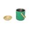 Hello Honey 1.5-Quart Enameled Stainless Steel Ice Bucket with Lid and Glass Knob, Gold Finish and Turquoise Color